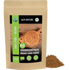 Organic Carob Powder (500 g), Organic Carob Powder, Ground Organic Carob Powder, Dark, Gluten-Free, Lactose-Free, Laboratory Tested, Vegan, Carob Flour