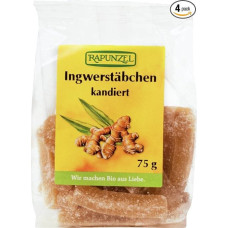 Rapunzel Candied Ginger Sticks Pack of 4 (4 x 75 g) - Organic