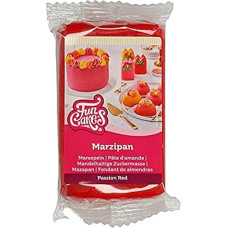 FunCakes Almond Sugar Dough (Dutch Marzipan) Passion Red: Easy to use and smooth, perfect for decorating cakes, halal, kosher and gluten free. 250g
