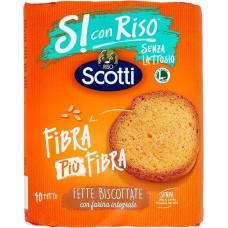 6 x Riso Scotti Fat Biscottate Senza Lattosio 40 Lactose-free Rusks with Whole Grain Flour without Milk Proteins and No Palm Oil 300 g Biscuits Bread Replacement
