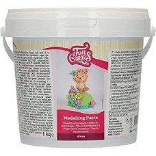 FunCakes Modelling Paste White: Perfect for modelling figures, cake toppers and ruffles. Strong, smooth and supple. Halal, kosher and gluten free. 1 kg.