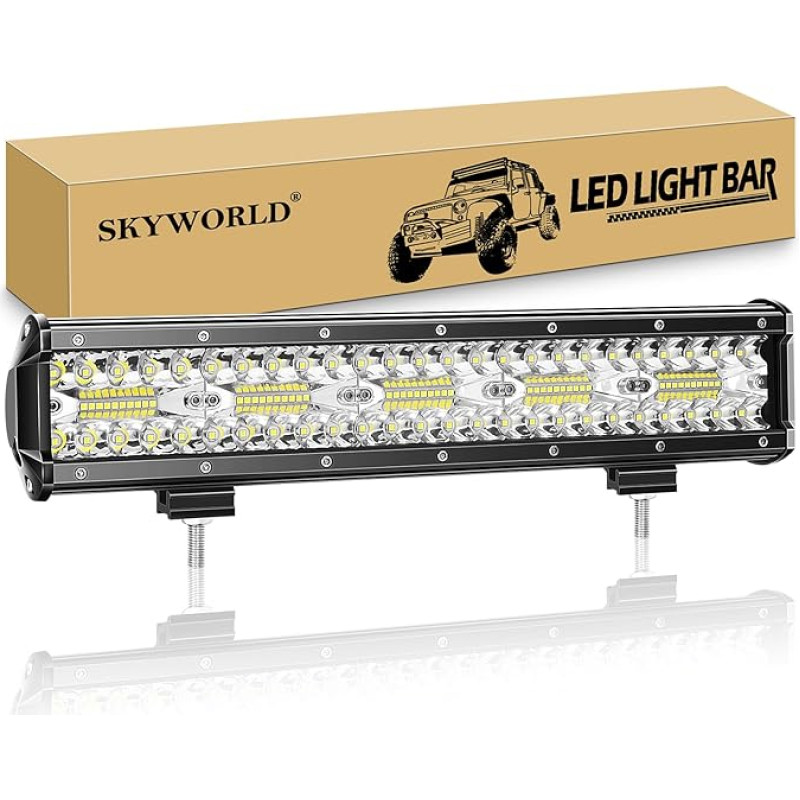 SKYWORLD LED darbo šviesos juosta 15 colių 300 W LED žibintai 12 V 24 V prožektorius Reflektorius Combo darbo šviesa Papildomi žibintai automobiliui Offroad traktorius ekskavatorius automobilis sunkvežimis visureigis UTV ATV