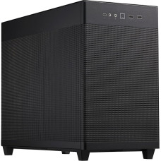 ASUS Prime AP201 MicroATX kompiuterio korpusas (33 litrų talpos, palaiko 360 mm aušintuvus, iki 338 mm ilgio vaizdo plokštės, tinklelio dizainas oro srautui padidinti, C tipo USB priekiniame skydelyje, nuimami šoniniai skydeliai) Juodas