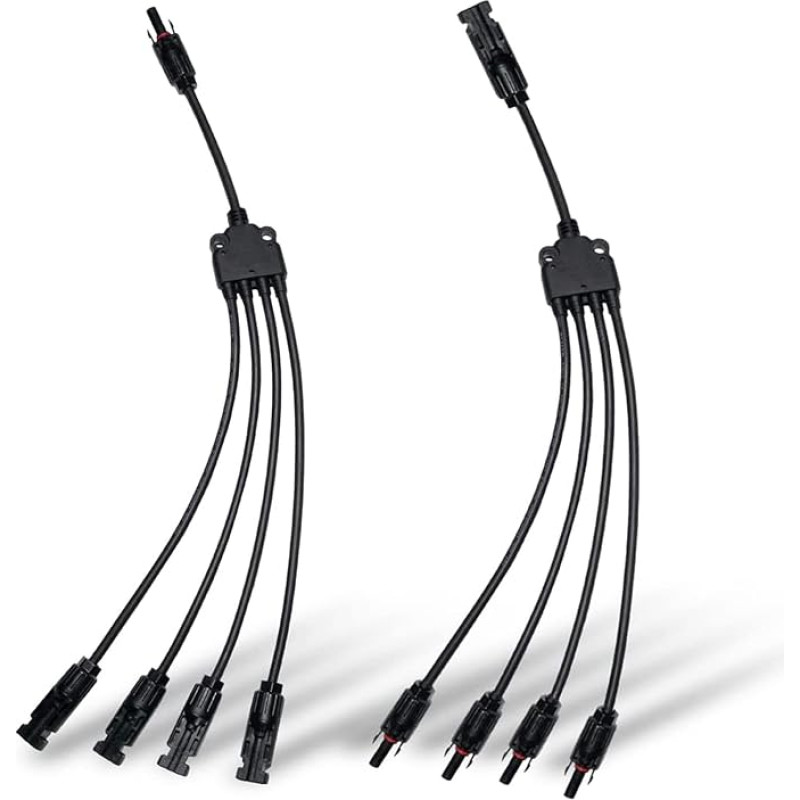 OBLLAR Solar Y Branch Connector, Solar Panel Parallel Connector, 1 to 4 Solar Adapter Cable Connector Tool Kit (M/FFFF, F/MMMM)