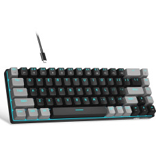 Portable 60% Mechanical Gaming Keyboard, MageGee MK Box, LED Backlit Compact, 68 Keys, TKL, Wired Office Keyboard with Red Switch for Windows, Laptop, Mac, Black/Grey