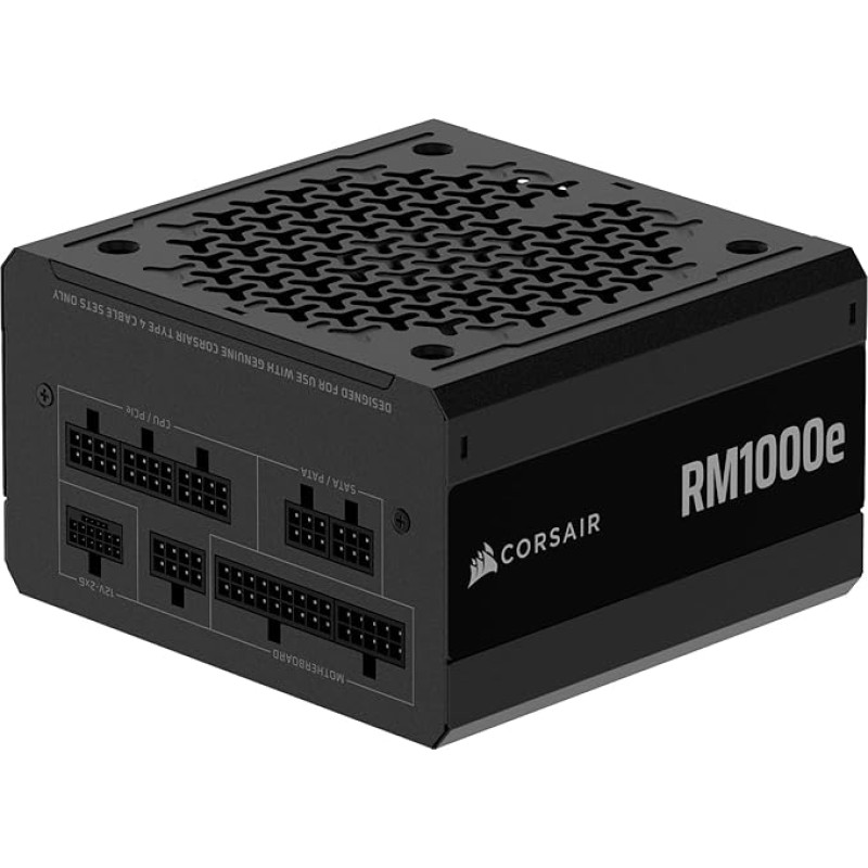CORSAIR RM1000e (2025) Fully Modular Low-Noise ATX Power Supply with 12V-2x6 Cable - ATX 3.1 & PCIe 5.1 Compliant, Cybenetics Gold Efficiency, 105°C Rated Capacitors, Modern Standby Mode - Black