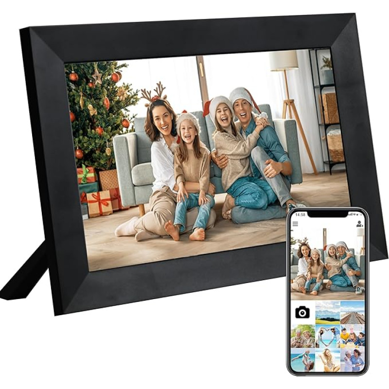Veidoo 10 Inch WiFi Digital Picture Frame, IPS Touch Screen, 32 GB, Type C, Smart Home Digital Photo Frame, Easy Sharing Photos or Videos via Frameo App, Gift for Family