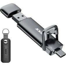 SSK USB C išorinis SSD diskas, 2 TB, iki 1000 MB/s, itin greitas USB SSD diskas, dviguba C tipo USB + A USB 3.2 Gen2 USB duomenų saugykla 