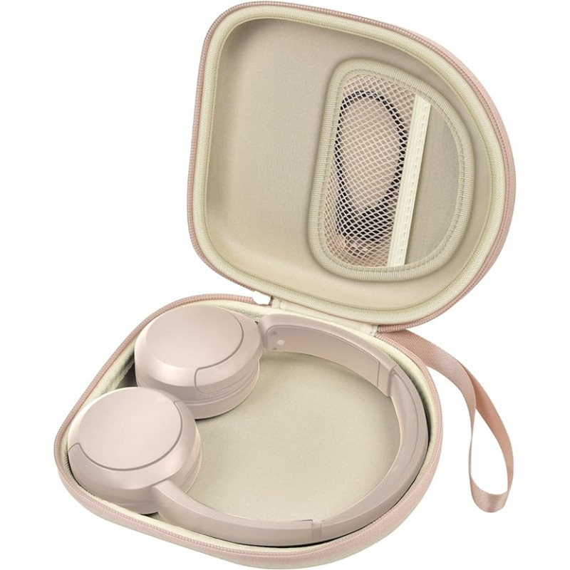 Headphone Case Compatible with Sony WH-CH520 Wireless Headphones Bluetooth On-Ear Headset with Microphone, Over Ear Noise Cancelling Headphone Bag for USB Cable for Work Beige (Box Only)