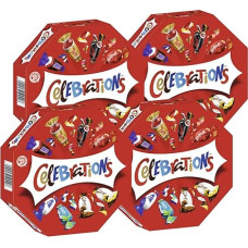 CELEBRATIONS Gift Box 4 x 269 g Birthday Christmas Biscuit with Milk Chocolate Mars Snickers Twix Bounty Milky Way Galaxy Caramel Maltesers Teasers