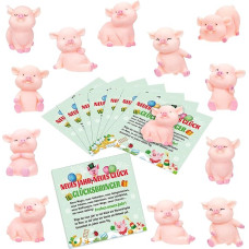 DPKOW Pakuotė iš 16 Lucky Charms Naujųjų metų išvakarės Laimingos kiaulės Naujųjų metų laimės žavesys Mažas laimės žavesys Rožinis laimingas kiaulės žavesys Naujųjų metų išvakarių dovanų dovanojimas Naujųjų metų išvakarių dekoracija su 8 laimingomis korte