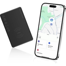 Thin Wallet Tracker Card, Rechargeable Slim Tag with Bluetooth, IP67 Waterproof, Item Finder Card for Purse, Suitcase, Luggage, Bag, Backpack, Black (iOS Only)