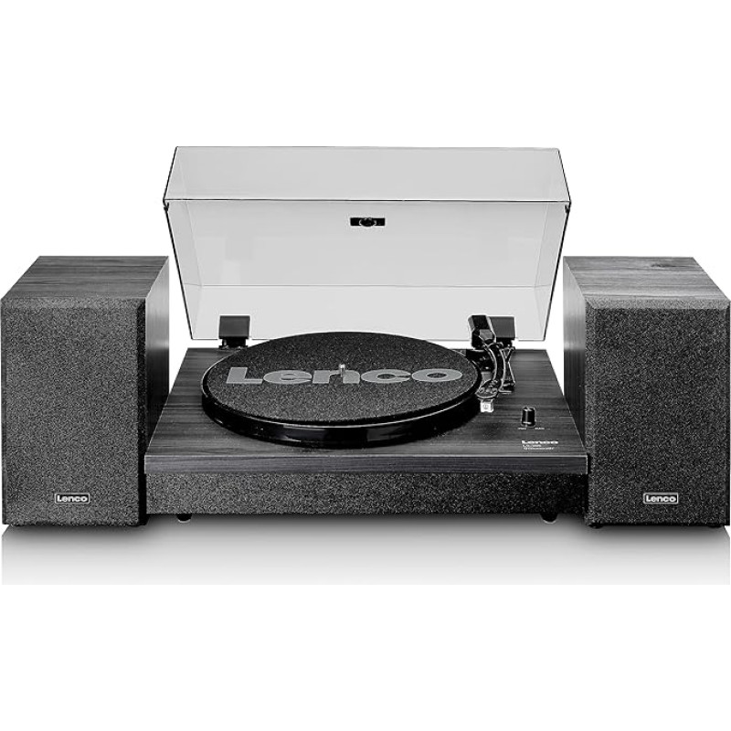 Lenco LS-300 - Hi-Fi turntable with Bluetooth - With external speakers 2 x 10 W RMS - Belt drive - Auto stop - MDF housing - Black