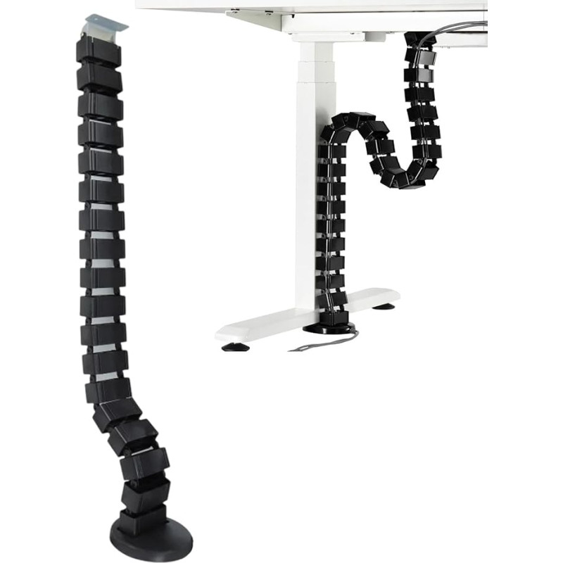 Cable Guide for Height-Adjustable Desks Flexible Cable Hose Length 1300 mm Cable Management Square Slim Black