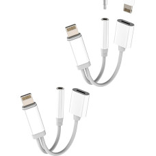 Adapter für Lightning auf Klinke 3,5 mm Kopfhörer (2er-Pack) Aux Audiokabel für iPhone 14 Pro Laden Splitter für Apple MFi zertifiziert Kopfhörer Ladegerät 2in1 Splitter Zubehör für iPad Headphone