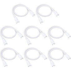 PATIKIL 0,4 m / 1,3 pėdos T5 T8 LED lempučių prijungimo kabelis, 8 pakuotės LED dvigubo galo 3 kontaktų kabelio jungties prailginimo kabelis, skirtas LED integruotiems vamzdžiams, baltas