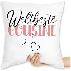 Shirtracer Kissen 40x40 Zierkissen - Statement mit Sprüchen - Weltbeste Cousine - 40 x 40 cm - Weiß - Spruch sprüche spruechen frohes neues Jahr New Year lustige Stoffbeutel witzigen