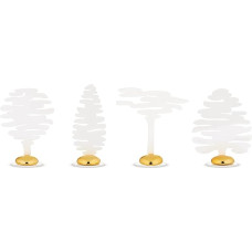 Alessi Barkplace Tree BM18S4 W - Set of Four Place Cards, Consisting of a Coloured Steel Tree with Epoxy Resin and Magnetic Porcelain Decoration, White