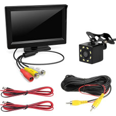 TOTMOX Car Rear View Camera Kit, 4.3 Inch Digital TFT LCD Monitor + Waterproof HD Backup Parking Camera for Most 8V-12V Vehicles, with IR Night Vision, 170° Wide Angle