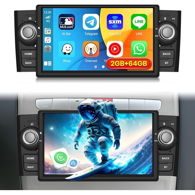 Inefala für FIAT Punto 2010-2018/Linea 2012-2015, 7 Zoll Touchscreen Autoradio Android 13 [2G+64G] mit Wireless Carplay Android Auto WiFi GPS FM/RDS Radio USB SWC MIC + Rückfahrkamera