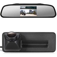 1280 x 720 pikselių 1000TV linijų galinio vaizdo kameros rinkinys: 4,3 colio galinio vaizdo veidrodėlio monitorius + HD objektyvas, naktinio matymo itin plataus kampo galinio vaizdo kamera Skoda Roomster Superb Cambi Yeti Fabia Octavia II 1Z