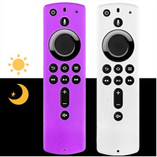 Schutzhülle für Fernbedienung, Silikon, leicht, rutschfest, stoßfest, leuchtet im Dunkeln, leuchtet weiß und lila, 2 Stück