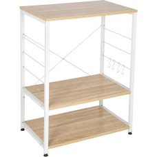 Woltu RGB9309 Virtuvės lentynos stovas Mikrobangų krosnelės laikiklis Keptuvės lentyna Metalinė lentyna, pagaminta iš medžio ir plieno, su 3 lentynomis, maždaug 60 x 39 x 74 cm