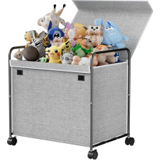 Xtsuen saugojimo dėžė Žaislų dėžė su ratukais, 117 L žaislų dėžė su dangčiu vaikams, sulankstoma didelė žaislų saugykla, vaikų dėžė, skirta vaikų kambariui, drabužiams, knygoms, miegamajam