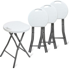 Todeco Folding Stools Set of 4 with Handle, Plastic, Metal, Portable Dining Chair, Foldable, Outdoor Folding Stool for Garden, Camping, Fishing, Barbecue, Bathroom Stool, Maximum Load: 200 kg, 33 x 29