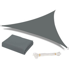 Heyomart Triangular Sun Sail, Waterproof, Sun Protection, Includes Mounting Ropes, PES (Polyester), with UV Protection, for Garden, Patio, Camping, 3.6 x 3.6 x 3.6 m, Anthracite