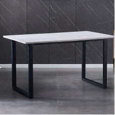 AINPECCA 5 pėdų stačiakampio formos marmuro efekto valgomojo stalas pilkos spalvos su U formos metalinėmis kojomis 4-6 vietų virtuvei