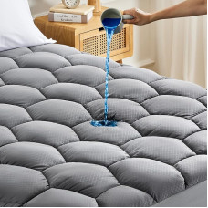 SONIVE Wasserdichte, dicke Matratzenauflage, ultraflauschig, weich, atmungsaktiv, maschinenwaschbar, Matratzenschoner, Bettauflage für Einzelbett, Grau, 90 x 190 cm