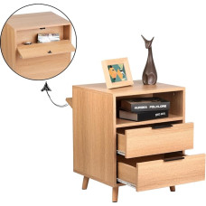 ZMARKRAFT Naktinis staliukas su paslėptu skyriumi | Vidurio amžiaus stiliaus naktinis staliukas su paslėpta saugykla | Senovinis naktinis staliukas | Idealiai tinka smulkiems vertingiems daiktams laikyti (1, natūralus, didelis)