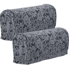 sourcing map Stretch Armrest Covers for Chairs and Sofas, Sofa Armrests with Swivel Pin, Non-Slip Furniture Protector, Armchair Slipcovers for Sofa, Chair, Recliner, Grey, Pack of 2