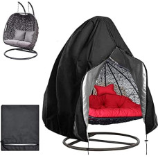 longziming Pakabinamos kėdės apsauginis užvalkalas, didelis pakabinamos kėdės užvalkalas, Oksfordo, atsparus vandeniui, vėjui, UV spinduliams, 420D su PVC danga, su virvele, juodas (200 x 230 cm)