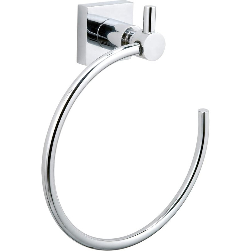 tesa HUKK Towel Ring Chrome-Plated Oval Towel Holder Ring for Wall Mounting without Drilling Includes Adhesive Solution 177 mm x 200 mm x 70 mm