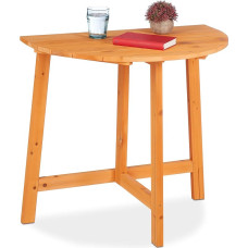 Relaxdays Folding Table, Semicircular, H x W x D: 74 x 80 x 50 cm, Balcony & Garden, Fir Wood, Outdoor, Wall Folding Table, Natural