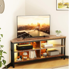 Dripex TV Corner Cabinet Lowboard with LED Lighting Corner Chest of Drawers TV Table Cabinet 106 x 36 x 45.5 cm Retro Brown