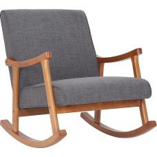 CLP Morelia supamasis krėslas, supamasis krėslas su medžiaginiu užvalkalu, riešutmedžio spalvos, spalva: Šviesiai pilka