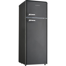 SCHOEPF RKG218B šaldytuvas-šaldiklis - 211L - retro dizainas - LED apšvietimas - 39dB - matinės juodos spalvos - reguliuojamo aukščio kojelės - laisvai pastatomas - senovinės išvaizdos