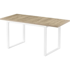 B&D home Levin 11202-UW-EISA-P Išskleidžiamas valgomojo stalas 120-160 x 80 cm, skirtas 4-6 žmonėms Medinis virtuvės stalas su slystančiu rėmu Juodas skandinaviško pramoninio dizaino smėlio ąžuolo išvaizdos stalas