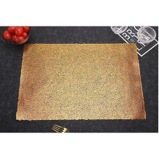 AMDXD Tischset Stoff Abwaschbar Quadratisch 4er Set, PVC Platzmatten Tisch Europäischer Stil Hohl Anti-Rutsch, Tischmatte Weihnachten Gold für Küche Hause Restaurant, 30x45CM