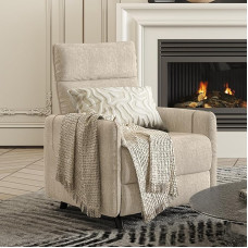 FLEXISPOT Recliner Chair, Pushback, TV Chair with Reclining Function, Adjustable Sleeping Chair in Living Room, Armchair in Bedroom, Beige