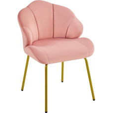 Yaheetech Shell Dining Room Chair, Upholstered Chair with Metal Legs, Elegant Reception Chair, Office Chair for Living Room, Bedroom, Salon, Pink