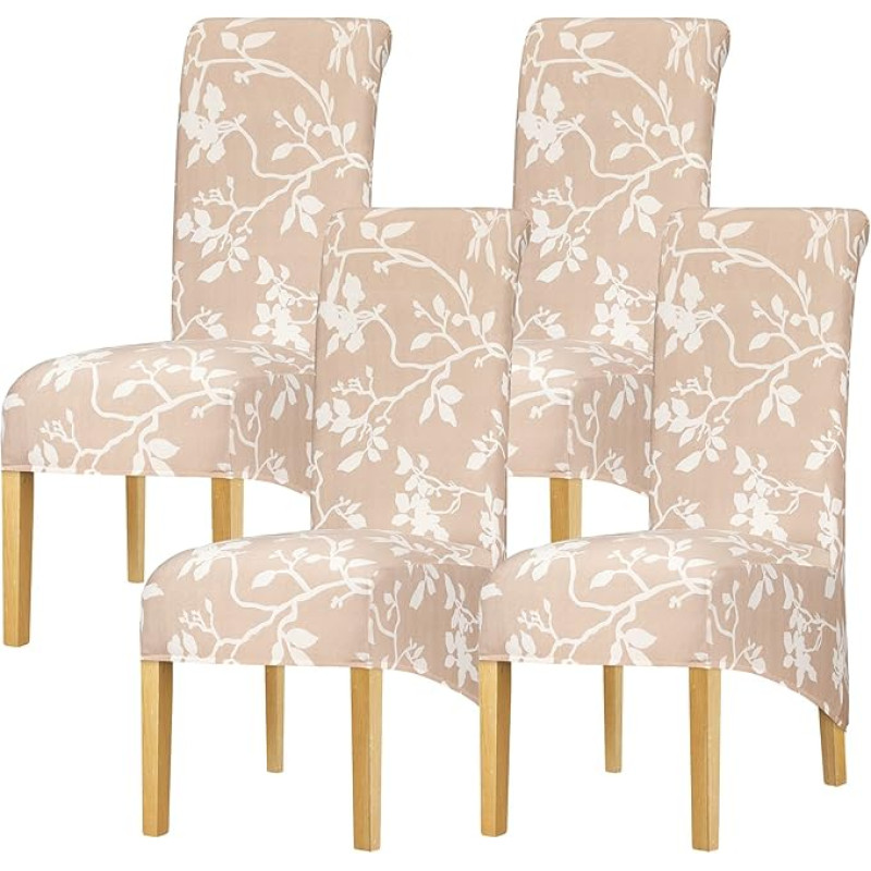 YZFZP Elastiniai kėdžių užvalkalai su didelėmis gėlėmis, atspausdinti 2 vnt. 3/4 / 6 vnt. - Couleur-08 - Pakuotė po 4 vnt.