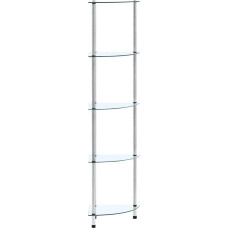 vidaXL Shelving Unit with 5 Shelves Display Cabinet Glass Shelf Decorative Shelf Collector's Display Case Bookcase Transparent 30 x 30 x 130 cm Tempered Glass