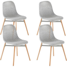 U2PICK 4 valgomojo kėdžių rinkinys, plastikinės virtuvės kėdės su medinėmis kojomis ir atlošais, kriauklės kėdė, svetainės kėdės, Bistro kėdė valgomajam, biurui, sodui, C09 (pilka)