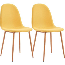 THINIA HOME Set of 2 Dining Chairs Linen 90 x 51 x 44 cm Fabric Yellow One Size