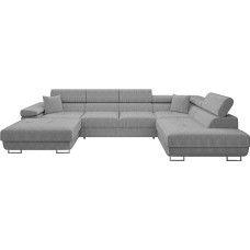 Mirjan24 Torezio kampinė sofa iki laido su lovos dėže, reguliuojami galvos atlošai, sofa su miego funkcija, kampinė svetainės sofa, U formos sofa su lovos funkcija (Poso 110, šonas: dešinysis)