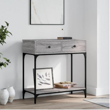 THOYTOUI Konsolinis stalas, rašomasis stalas, sofos stalas, prieškambario stalas, kavos staliukas su laikymo vieta, tinka virtuvei, miegamajam, viešbučiui, butui, pilka, Sonoma, 75 x 34,5 x 75 cm, medžio medžiaga